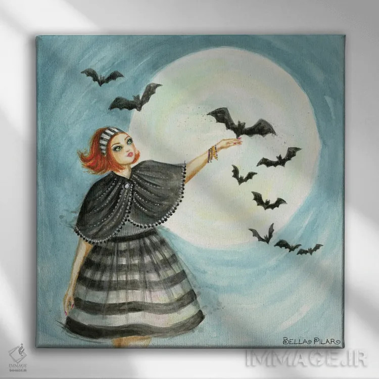 تابلو الاین و خفاشهایش اثر بلا پیلار - نمای روبهرو روی دیوار