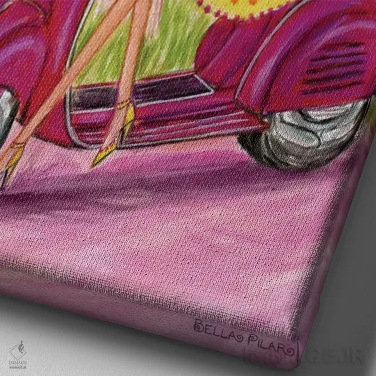 تابلو پیکنیک روستایی فرانسوی اثر بلا پیلار - نمای نزدیک بافت بوم