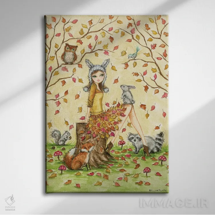 تابلو وینونا و دوستان جنگلیاش اثر بلا پیلار - نمای روبهرو روی دیوار