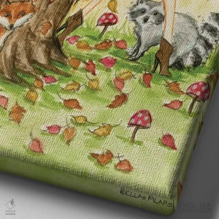 تابلو وینونا و دوستان جنگلیاش اثر بلا پیلار - نمای نزدیک بافت بوم