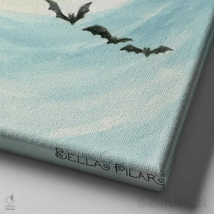 تابلو الاین و خفاشهایش اثر بلا پیلار - نمای نزدیک بافت بوم