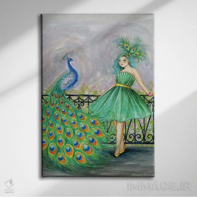 تابلو کندیس و طاووسش اثر بلا پیلار - نمای روبهرو روی دیوار