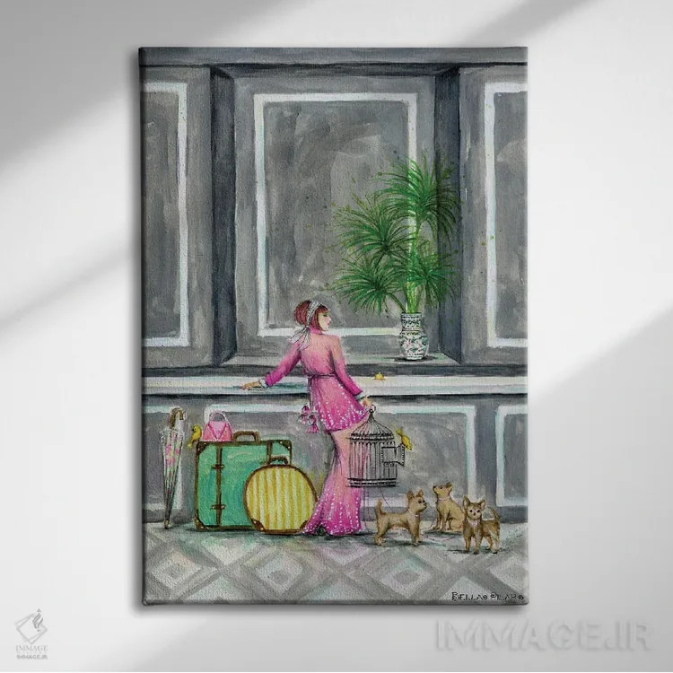 تابلو الیزا در حال پذیرش اثر بلا پیلار - نمای روبهرو روی دیوار