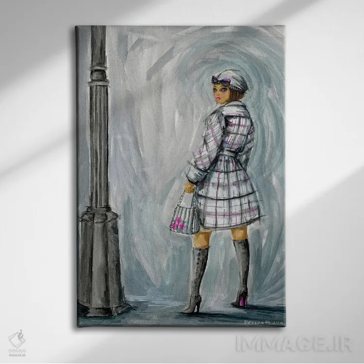 تابلو آدریانا زیر چراغ خیابان اثر بلا پیلار - نمای روبهرو روی دیوار