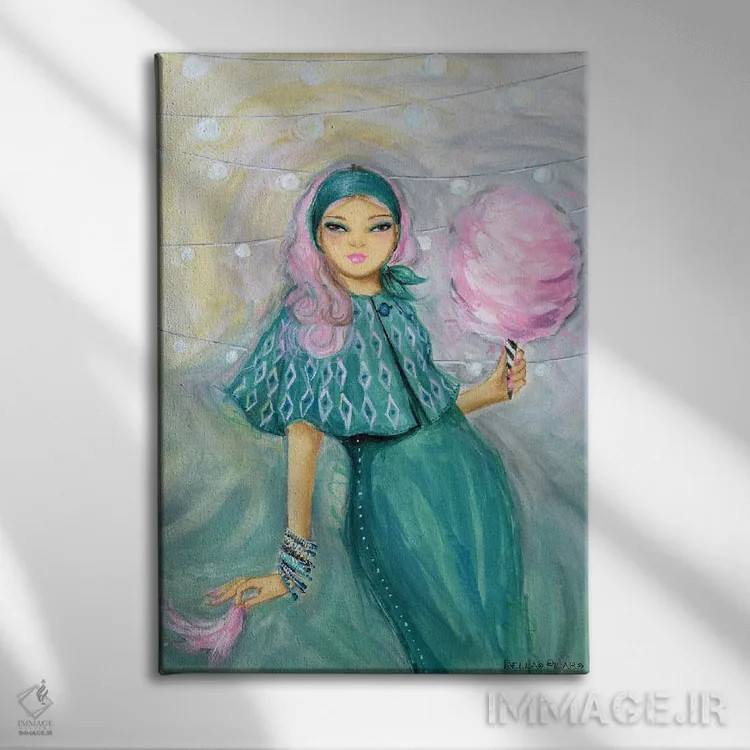 تابلو پشمک بانوی جشن اثر بلا پیلار - نمای روبهرو روی دیوار