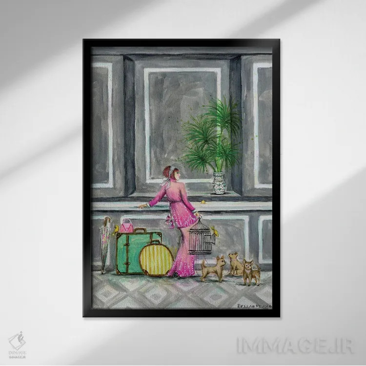 تابلو الیزا در حال پذیرش اثر بلا پیلار - نمای قابدار مشکی