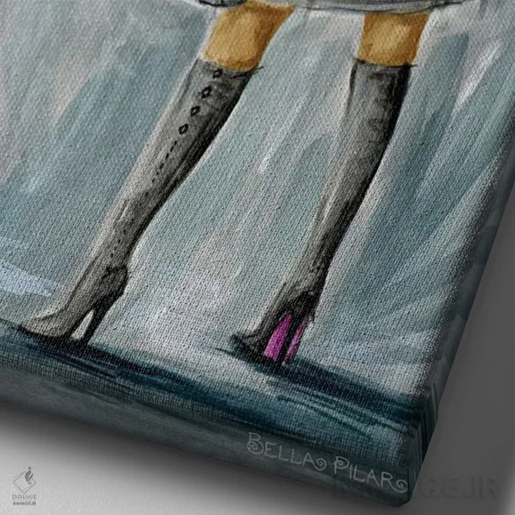 تابلو آدریانا زیر چراغ خیابان اثر بلا پیلار - نمای نزدیک بافت بوم