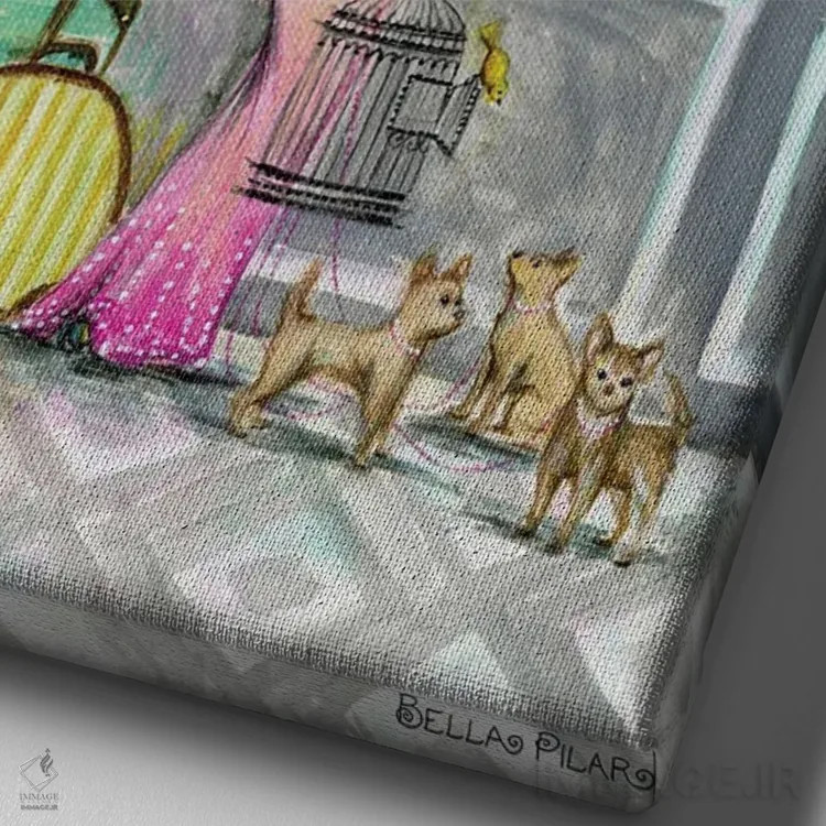 تابلو الیزا در حال پذیرش اثر بلا پیلار - نمای نزدیک بافت بوم