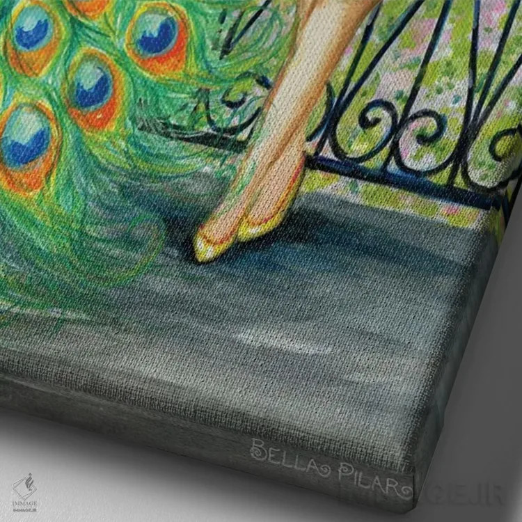 تابلو کندیس و طاووسش اثر بلا پیلار - نمای نزدیک بافت بوم