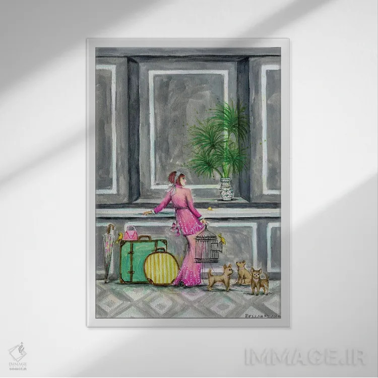 تابلو الیزا در حال پذیرش اثر بلا پیلار - نمای قابدار سفید