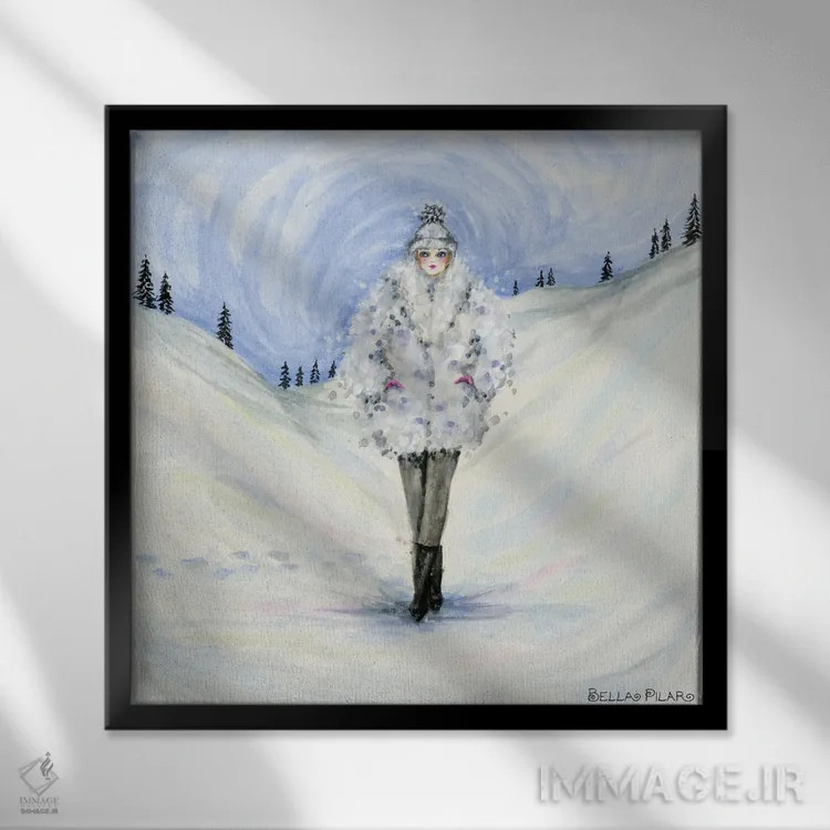 تابلو روز برفی اثر بلا پیلار - نمای قابدار مشکی