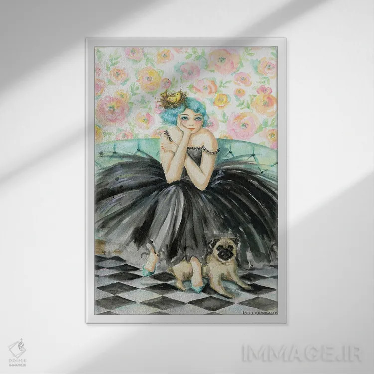 تابلو الوییز و جورج اثر بلا پیلار - نمای قابدار سفید