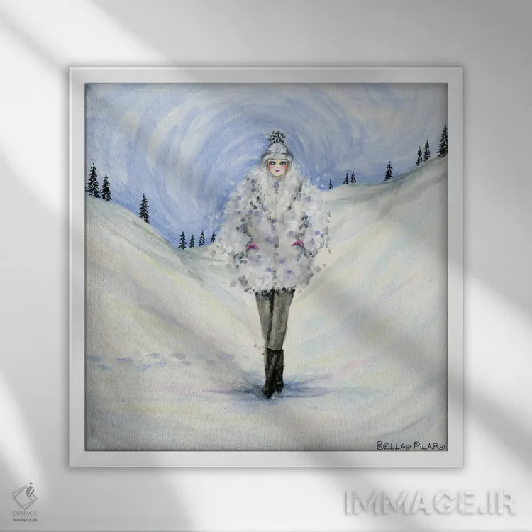 تابلو روز برفی اثر بلا پیلار - نمای قابدار سفید