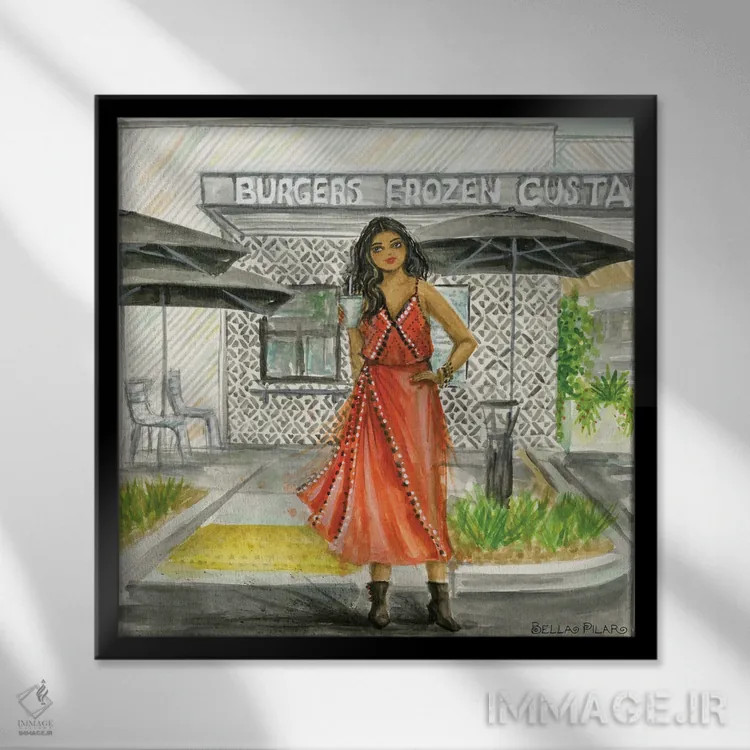 تابلو آیلا در شیکشک (رستوران آمریکایی) اثر بلا پیلار - نمای قابدار مشکی