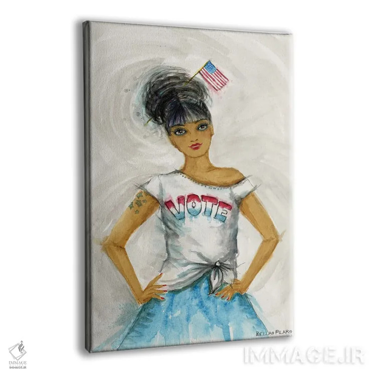 تابلو تیشرت رأی دادن اثر بلا پیلار - نمای پرسپکتیو محصول