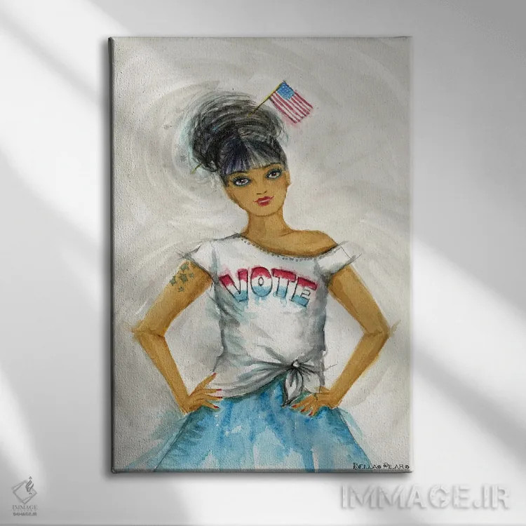 تابلو تیشرت رأی دادن اثر بلا پیلار - نمای روبهرو روی دیوار