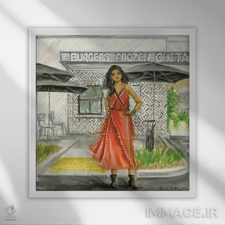 تابلو آیلا در شیکشک (رستوران آمریکایی) اثر بلا پیلار - نمای قابدار سفید