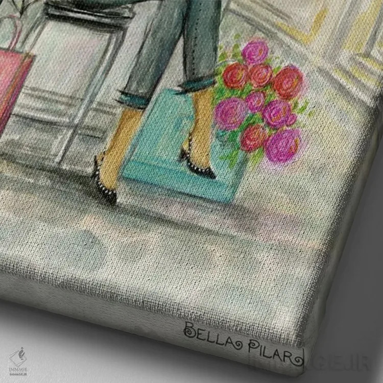 تابلو یک روز فرانسوی بینقص اثر بلا پیلار - نمای نزدیک بافت بوم