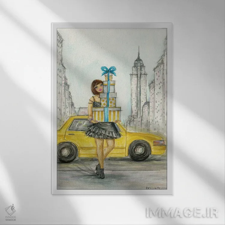 تابلو یک روز نیویورکی بینقص اثر بلا پیلار - نمای قابدار سفید