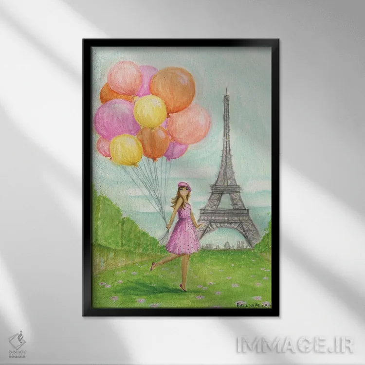 تابلو یک روز پاریسی بینقص اثر بلا پیلار - نمای قابدار مشکی