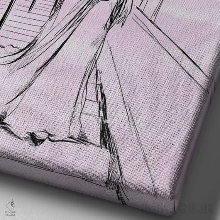 تابلو مالیا در مونمارتر با رنگ یاسی اثر بلا پیلار - نمای نزدیک بافت بوم