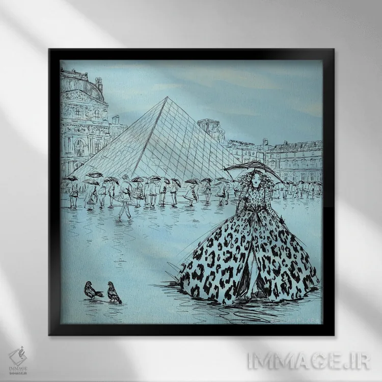 تابلو آلین در لوور به رنگ آبی اثر بلا پیلار - نمای قابدار مشکی