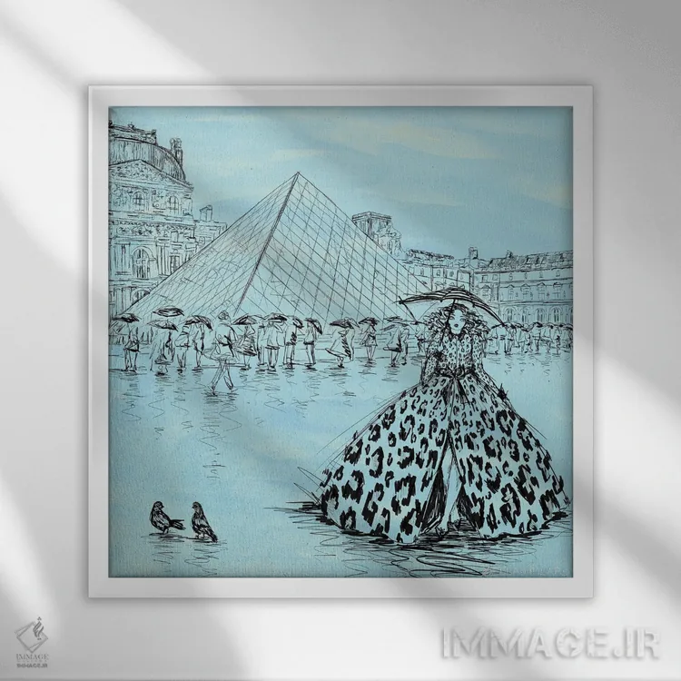 تابلو آلین در لوور به رنگ آبی اثر بلا پیلار - نمای قابدار سفید