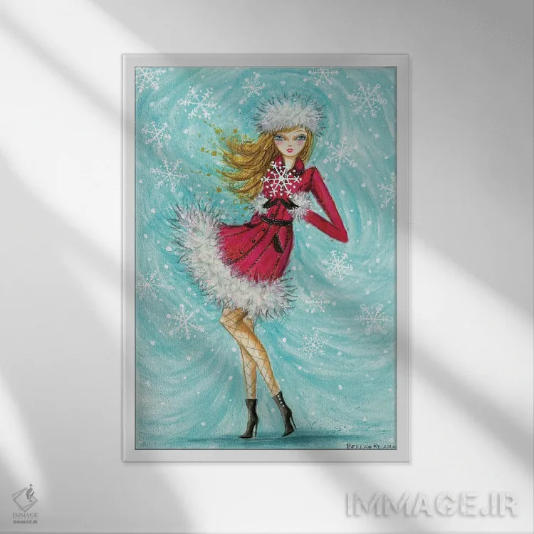 تابلو دانهٔ برف خیرهکنندهٔ بلیث اثر بلا پیلار - نمای قابدار سفید