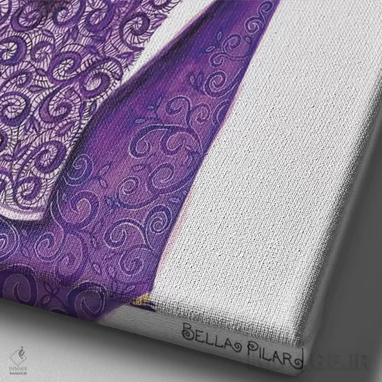 تابلو تور فشن دیزاین (مد لباس) اثر بلا پیلار - نمای نزدیک بافت بوم