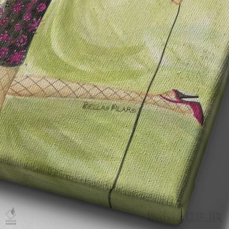 تابلو سشوار زدن اثر بلا پیلار - نمای نزدیک بافت بوم