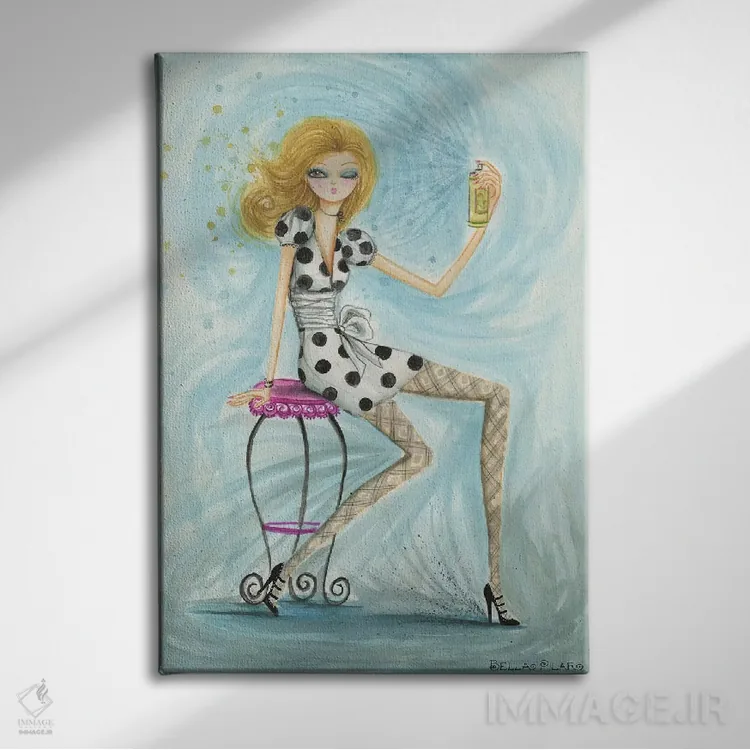 تابلو اسپری مو اثر بلا پیلار - نمای روبهرو روی دیوار