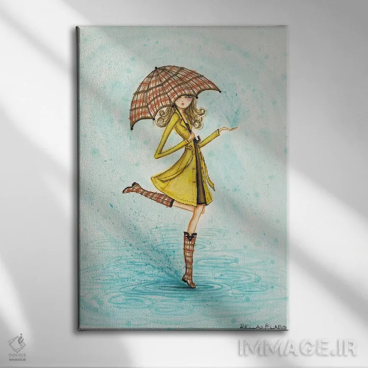 تابلو قطرههای باران اثر بلا پیلار - نمای روبهرو روی دیوار