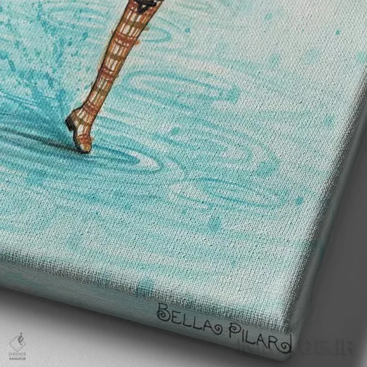 تابلو قطرههای باران اثر بلا پیلار - نمای نزدیک بافت بوم