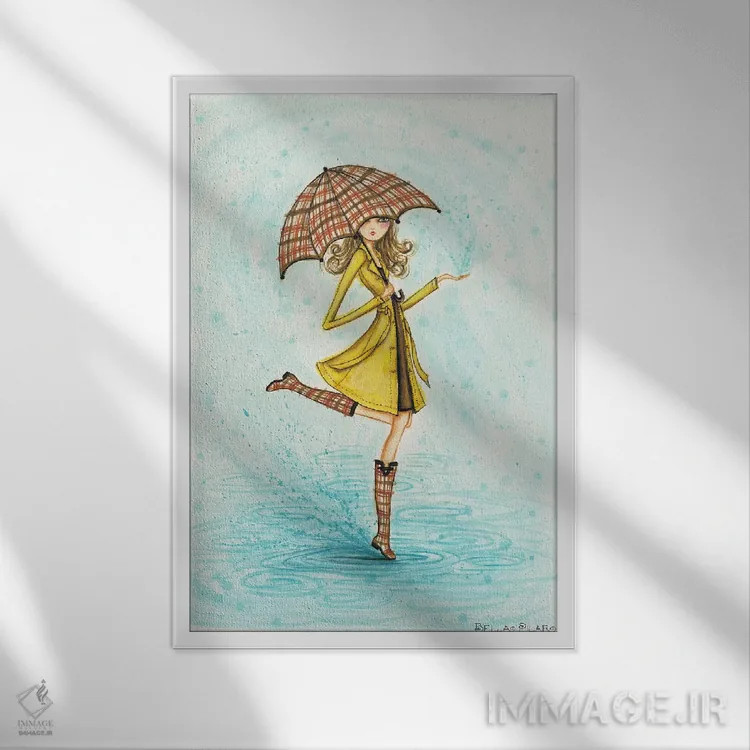 تابلو قطرههای باران اثر بلا پیلار - نمای قابدار سفید