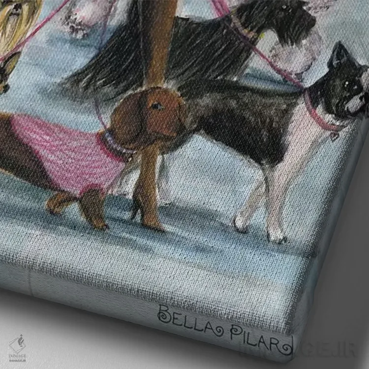 تابلو کسی که سگگردانی میکند اثر بلا پیلار - نمای نزدیک بافت بوم