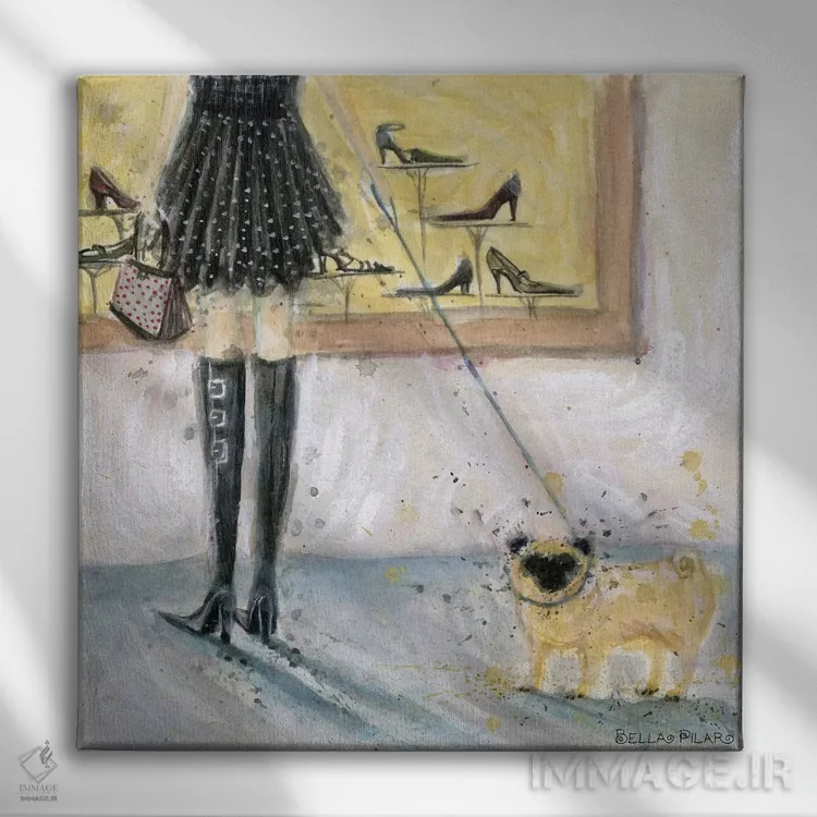 تابلو پاگ (سگ) اثر بلا پیلار - نمای روبهرو روی دیوار