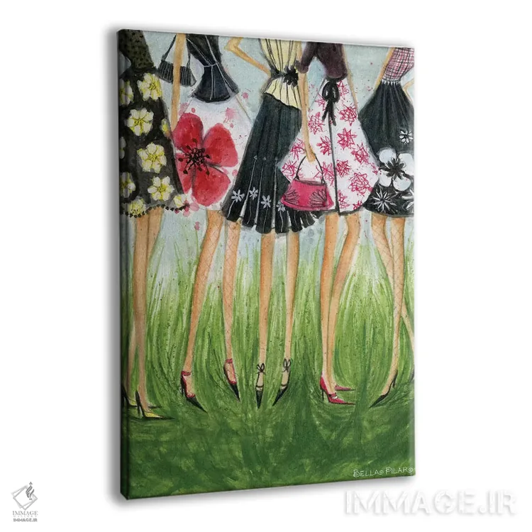 تابلو دختران با دامن اثر بلا پیلار - نمای پرسپکتیو محصول