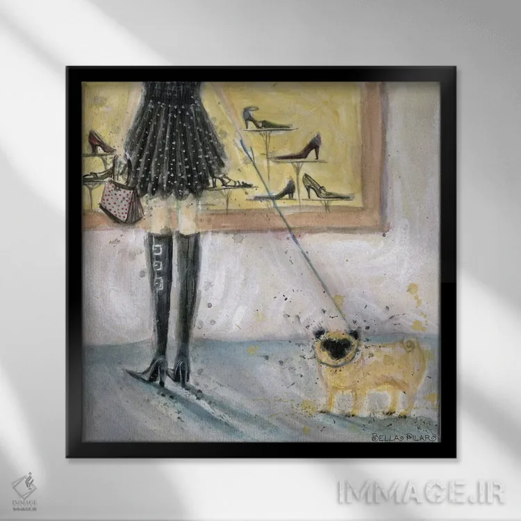 تابلو پاگ (سگ) اثر بلا پیلار - نمای قابدار مشکی