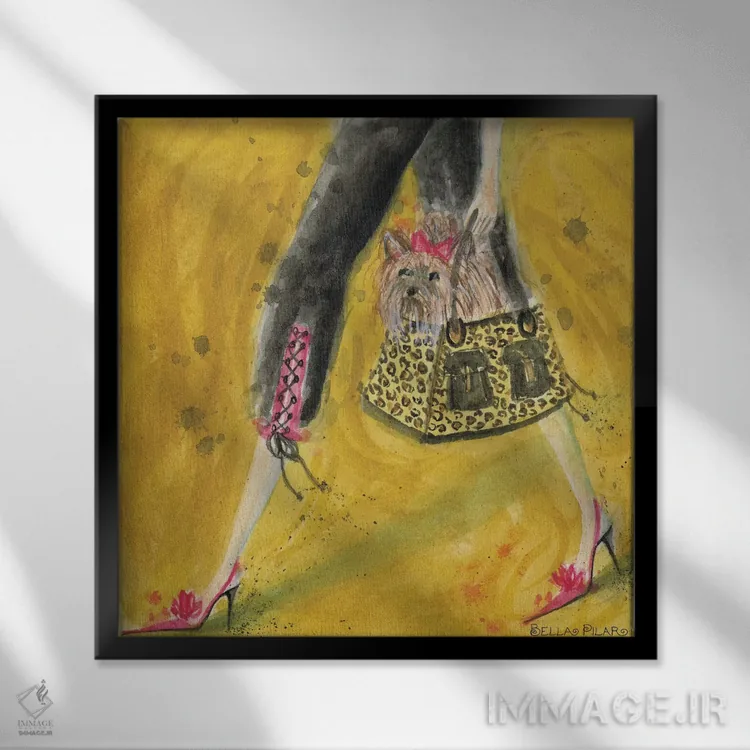 تابلو یورکی (نژاد سگ) اثر بلا پیلار - نمای قابدار مشکی