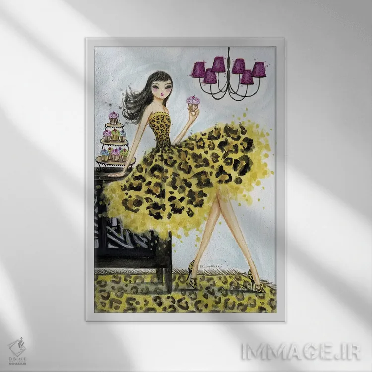 تابلو کاپکیک پلنگی (طرح) اثر بلا پیلار - نمای قابدار سفید