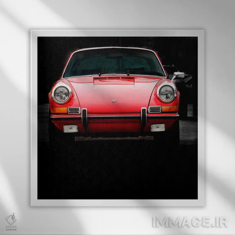 تابلو پورشه ۹۱۱ تارگا مدل ۱۹۷۰ اثر کلایو برنسون - نمای قابدار سفید