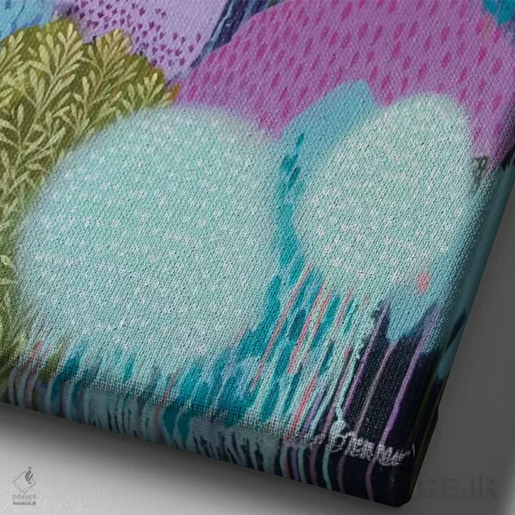 تابلو شکوفههای شب (۲) اثر کلر برمنر - نمای نزدیک بافت بوم