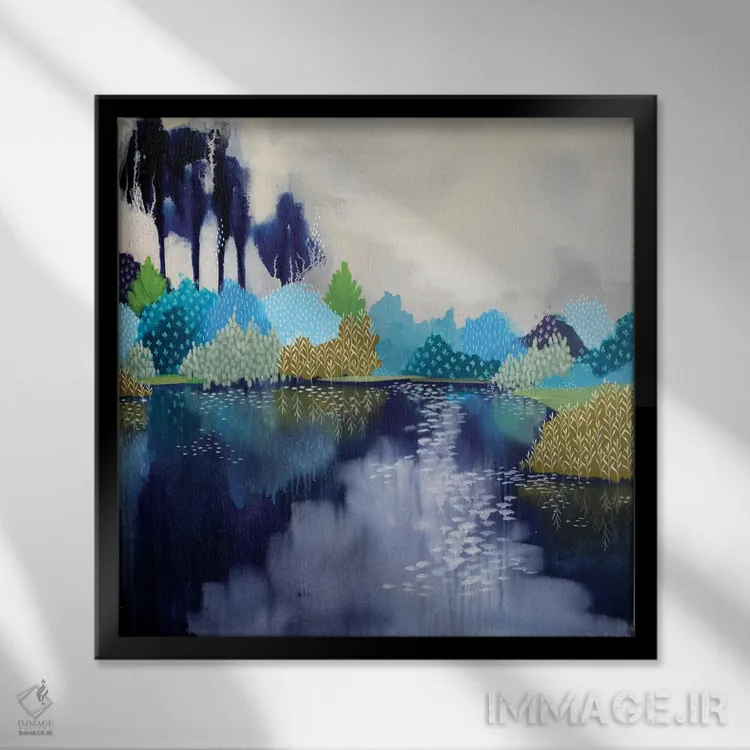 تابلو استخر طبیعی شنا اثر کلر برمنر - نمای قابدار مشکی