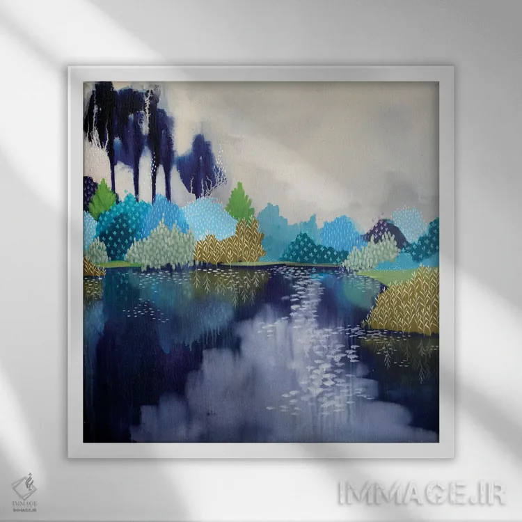 تابلو استخر طبیعی شنا اثر کلر برمنر - نمای قابدار سفید