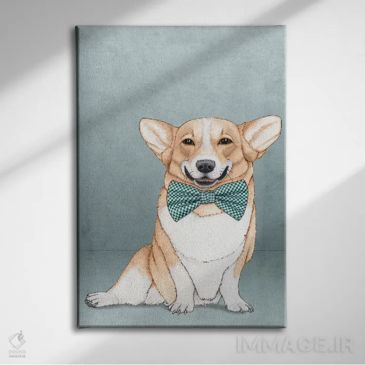 تابلو سگ کورگی اثر باروف - نمای روبهرو روی دیوار