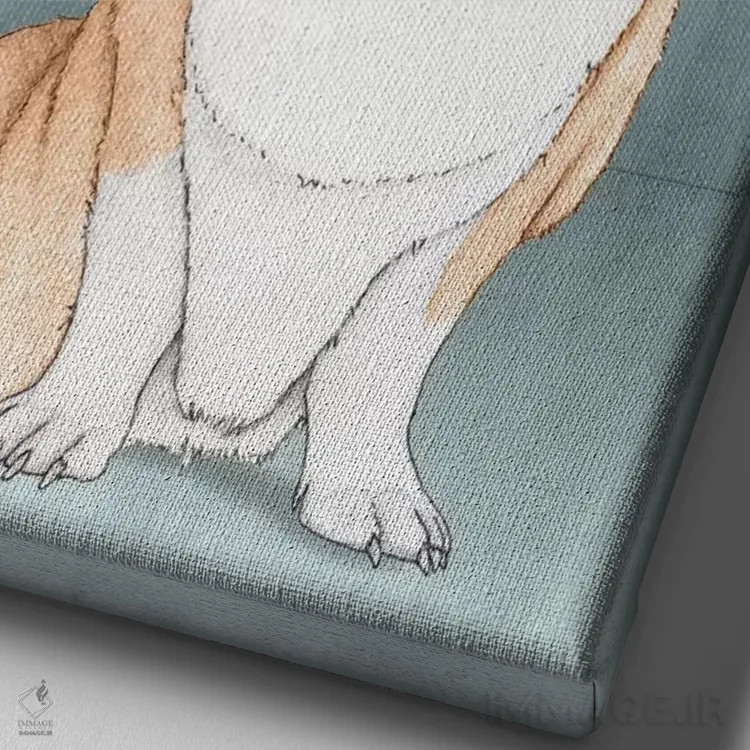 تابلو سگ کورگی اثر باروف - نمای نزدیک بافت بوم