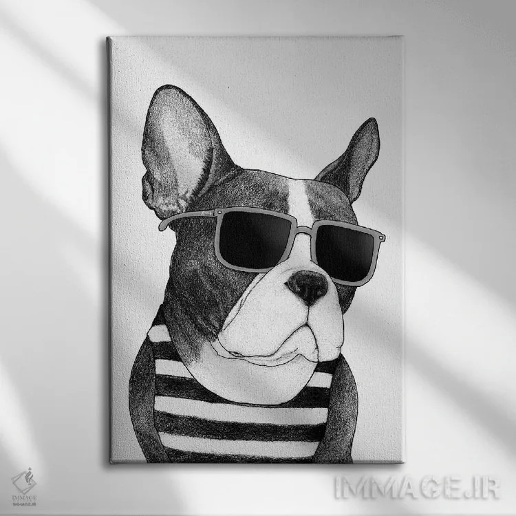 تابلو فرنچی (بولداگ فرانسوی) اثر باروف - نمای روبهرو روی دیوار
