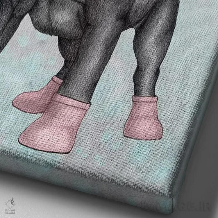 تابلو فرنچی دوستداشتنی (بولداگ فرانسوی) اثر باروف - نمای نزدیک بافت بوم