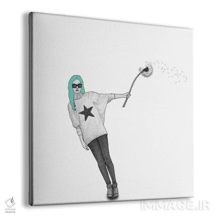 تابلو دختر با گل قاصدک اثر باروف - نمای پرسپکتیو محصول