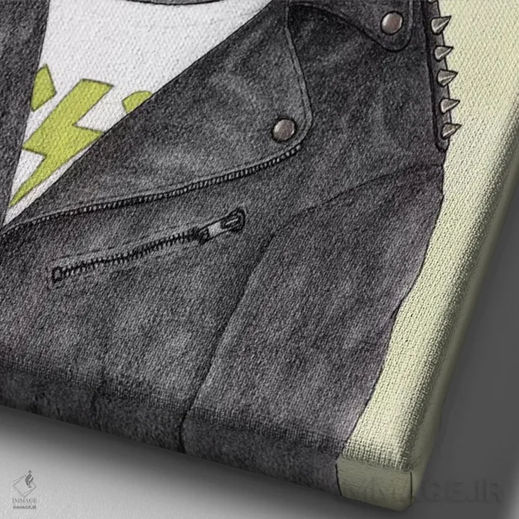 تابلو بولداگ فرانسوی هارد راک (سبک موسیقی) اثر باروف - نمای نزدیک بافت بوم